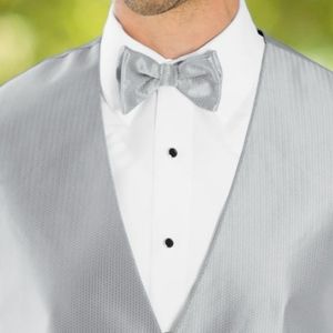 SILVER BOW TIE pre tied